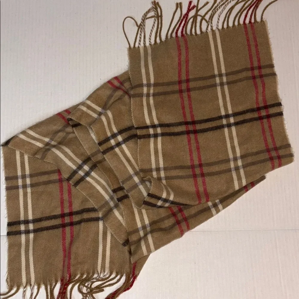 Steve Madden Tan and Red Plaid Scarf